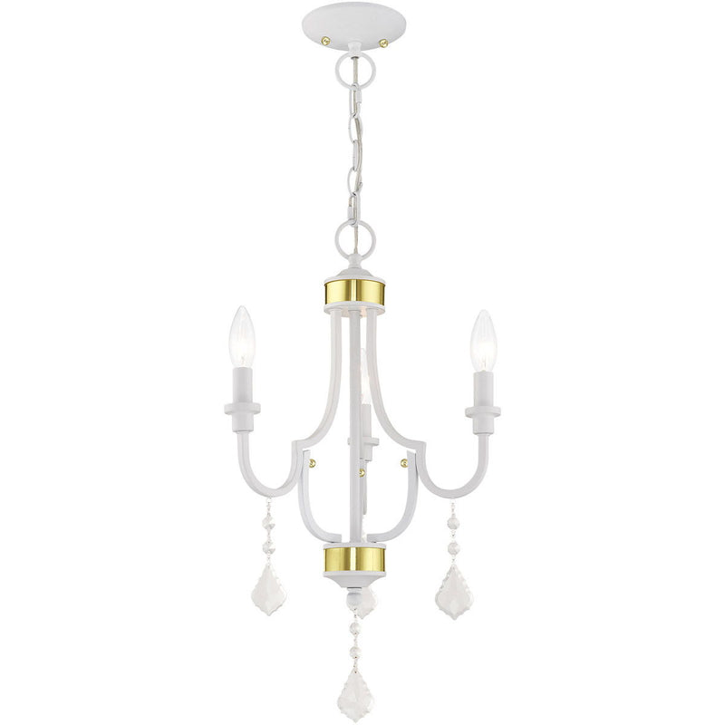 22" Three Light Dimmable Chandelier With Shades - White