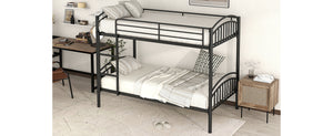 Twin Over Twin Metal Bunk Bed,Divided into Two Beds(Black){OLD SKU:MF280424AAB}