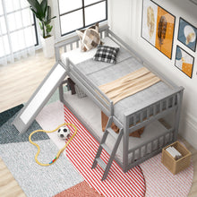 Load image into Gallery viewer, Twin over Twin Bunk Bed with Convertible Slide and Ladder, Gray
