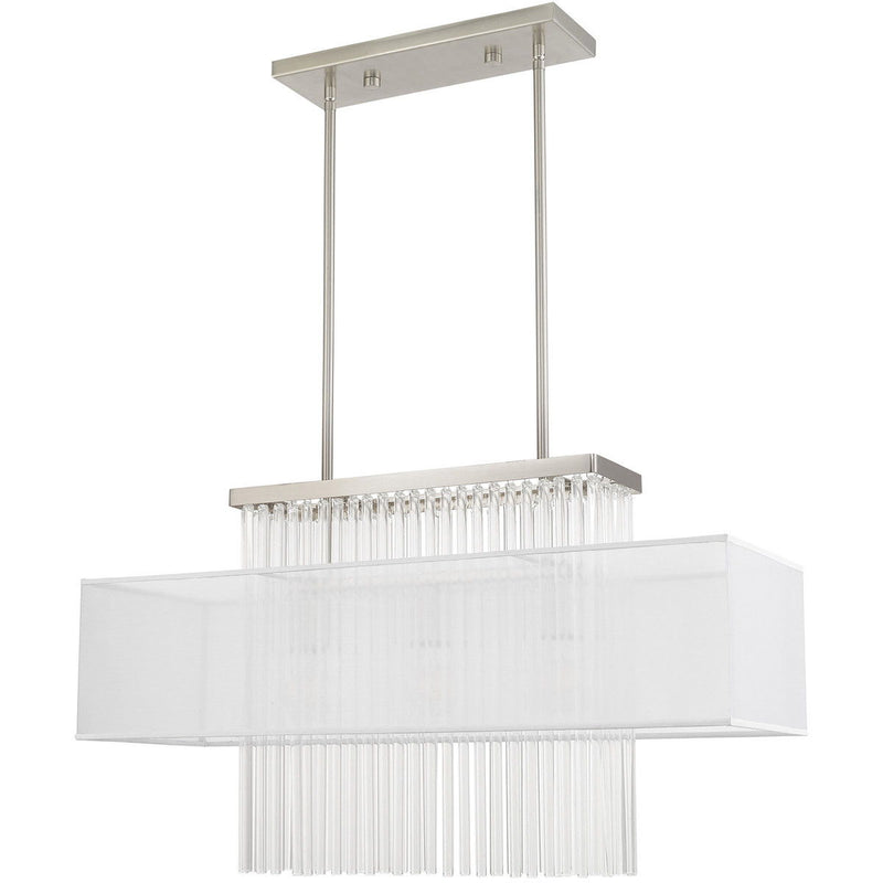 26" Three Light Dimmable Chandelier With Shades - Nickel
