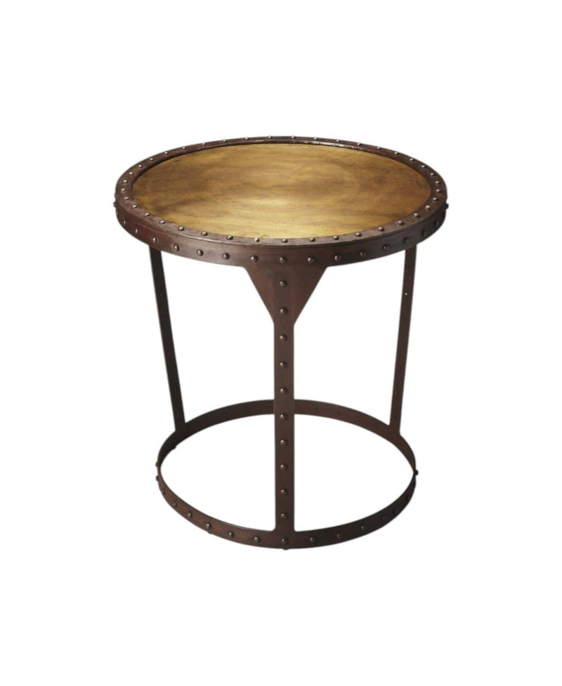 24" Copper And Metal Round Pedestal End Table - Bronze