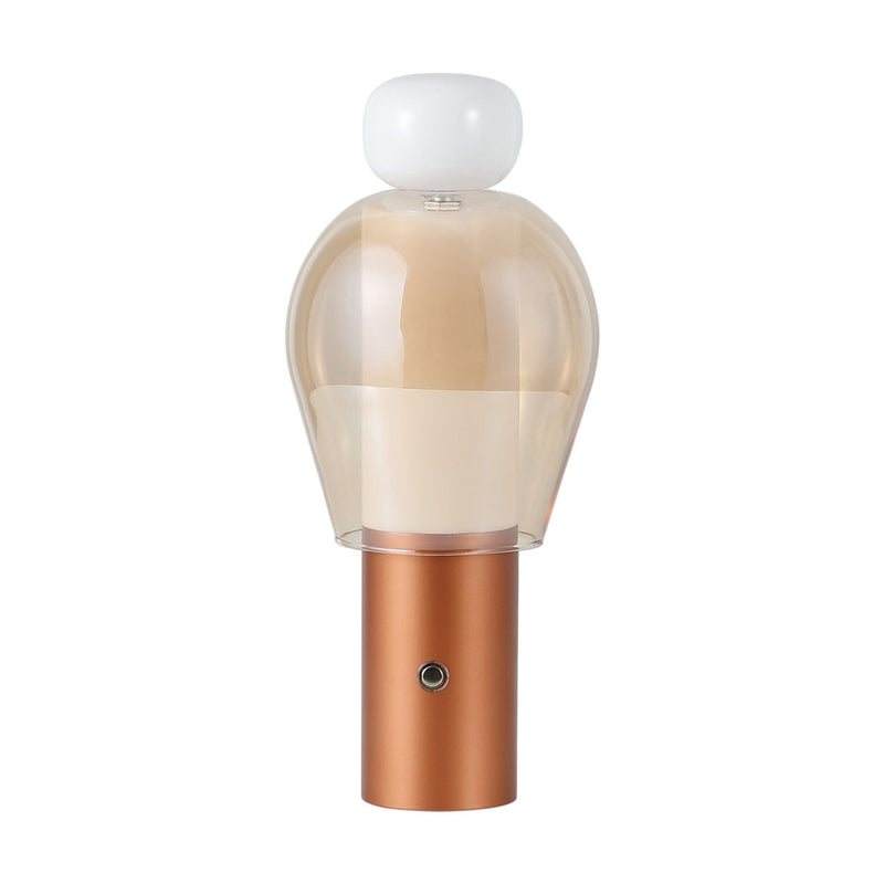 Globe USB Table Lamp With Shade - Amber / Copper / White