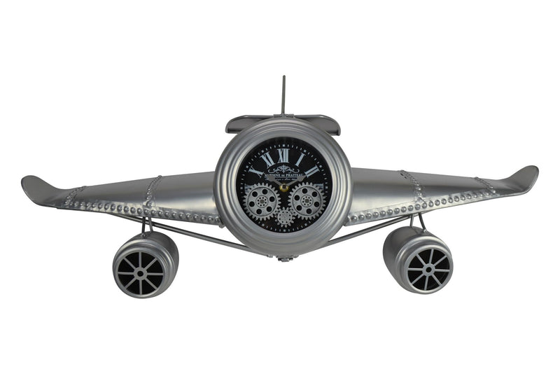 Silent Analog Exposed Gear Novelty Wall Clock - Silver / Silver