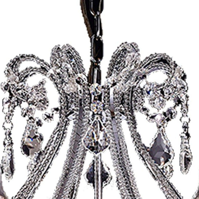 Candle Style Empire Eight Light Transparent Glass Led Ceiling Light - Nickel / Ivory / Clear