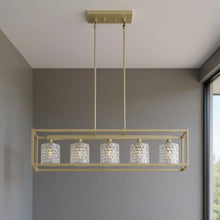 Load image into Gallery viewer, Kitchen Island Five Light Metal Dimmable Chandelier With Shades - Silver

