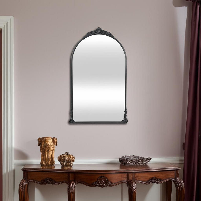 34" Metal Arch Accent Mirror - Black