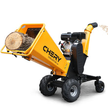 Load image into Gallery viewer, 6'' 420Cc 15Hp Pull Start Gas Powered 4 - Wheels Chipper Shredder Mulcher With Towbar / Stop Bar - Yellow
