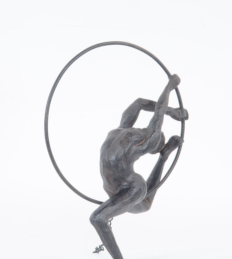 Athletic Man Hanging Ring Sculpture - Black