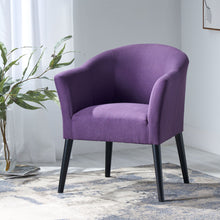 Load image into Gallery viewer, Fabric Arm Chair With Wooden Legs And Cushioned Seat - Plum

