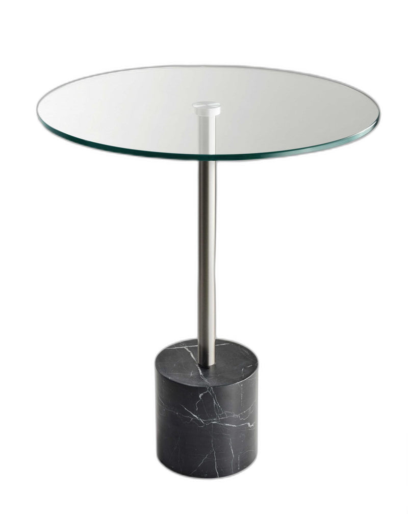 21" Glass Round End Table - Silver And Clear