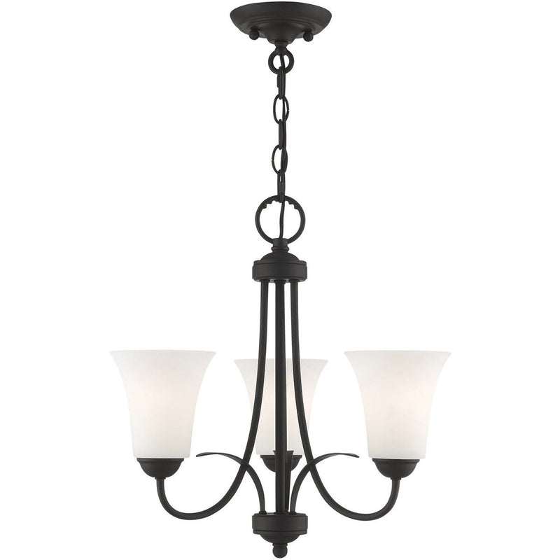 18" Three Light Dimmable Chandelier With Shades - Black