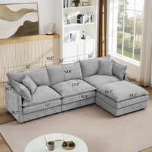 Load image into Gallery viewer, Modular L-Shaped Sectional Sofa With Movable Ottoman
