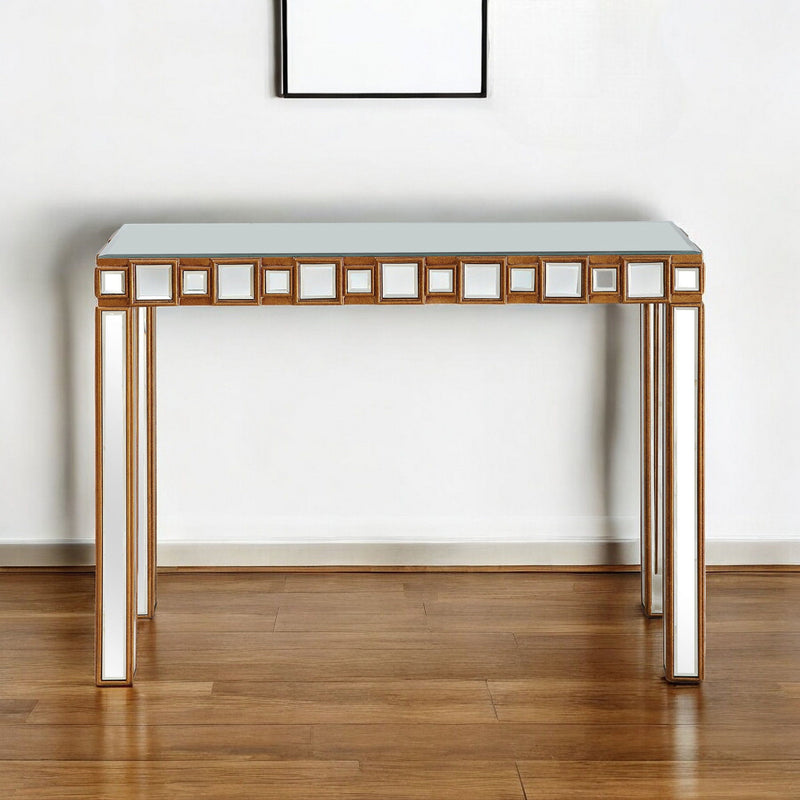 43" Mirrored Glass Console Table - Gold