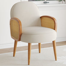Load image into Gallery viewer, Accent Chair With Rattan Armrests And Wooden Legs Velvet For Living Room
