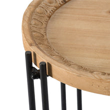 Load image into Gallery viewer, Round Side Table With Wood Top, End Table For Living Room Bedroom - Black Brown
