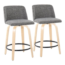Load image into Gallery viewer, Toriano - Contemporary, Fixed Height Counter Stool With Swivel And Round Footrest (Set of 2)
