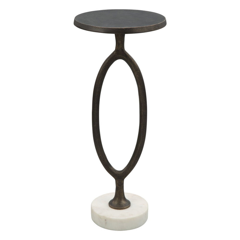 25" Aluminum Round Pedestal End Table - Bronze And White