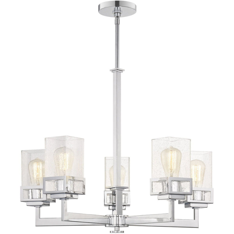 29" Five Light Dimmable Chandelier With Shades - Silver