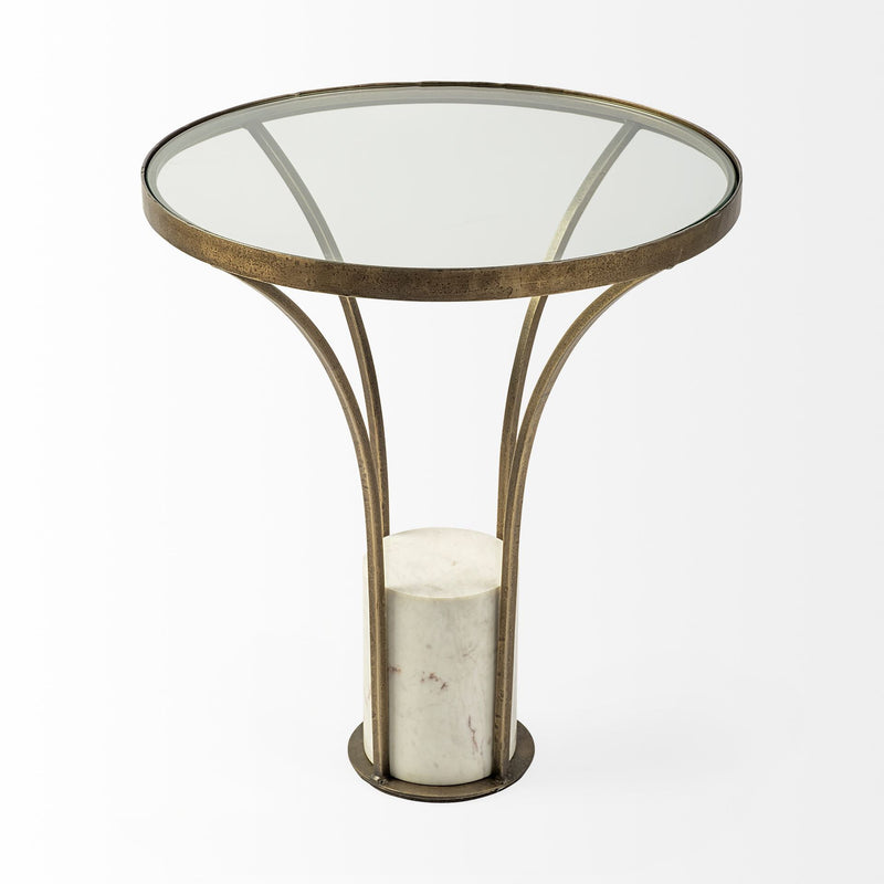 Glass Round End Table - Black And White