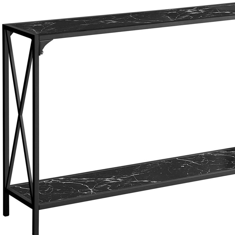 Frame Console Table With Shelf - Black