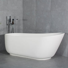Load image into Gallery viewer, Solid Surface Stone Resin Oval Shape Soaking Bathtub With Overflow For The Bathroom - Matte White
