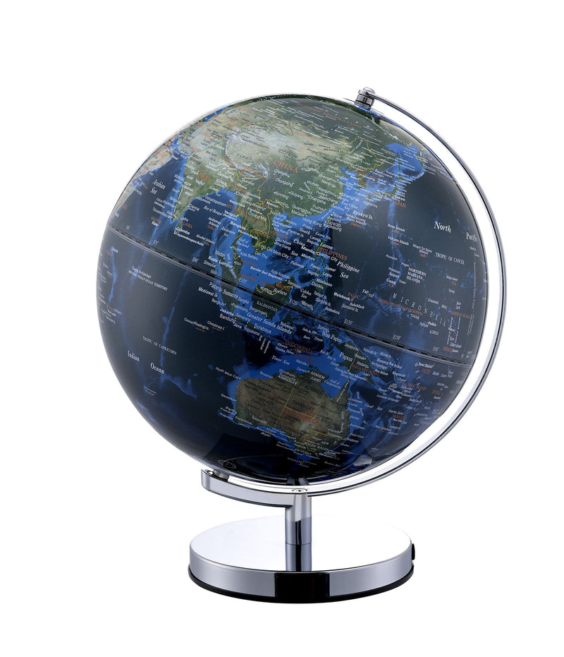 Polyresin Globe With Led - Blue