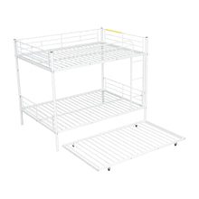 Load image into Gallery viewer, Full Over Full Metal Bunk Bed with Trundle, White
