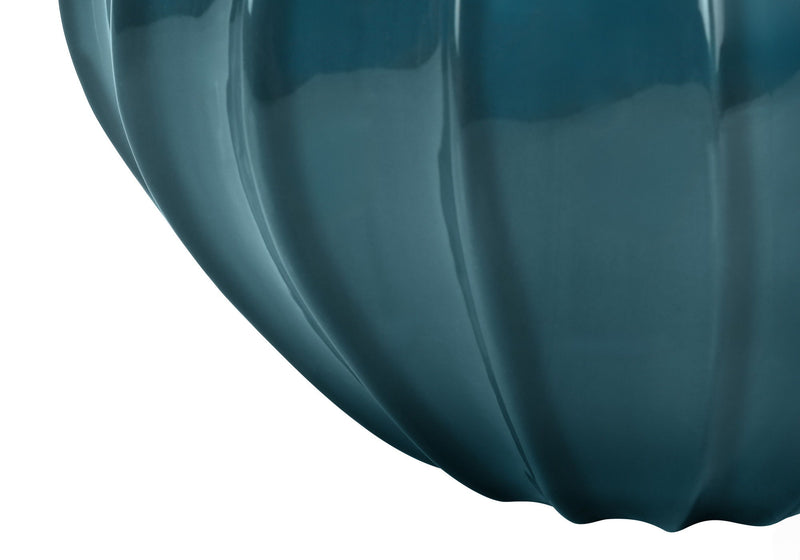 Ceramic Gourd Table Lamp With Cream Empire Shade - Blue