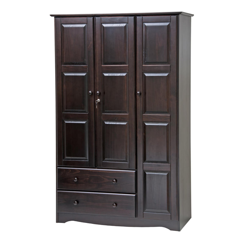 Solid Wood Three Door Two Drawer Combo Dresser (762946) - Dark Brown