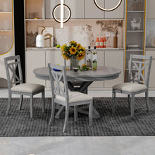Load image into Gallery viewer, Dining Set With Extendable Round Table And 4 Upholstered Chairs
