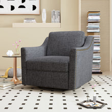 Load image into Gallery viewer, 360 Degree Swivel Armchair, Skin Friendly Fabric, Ergonomic Design, Brass Nail Decorative Armchair
