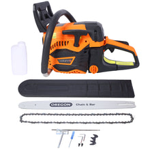 Load image into Gallery viewer, 62Cc Gas Powered Chainsaw With 20" Oregon Chain &amp; Bar 2 Cycle Petrol Handheld Cordless Design Epa Compliant - Orange
