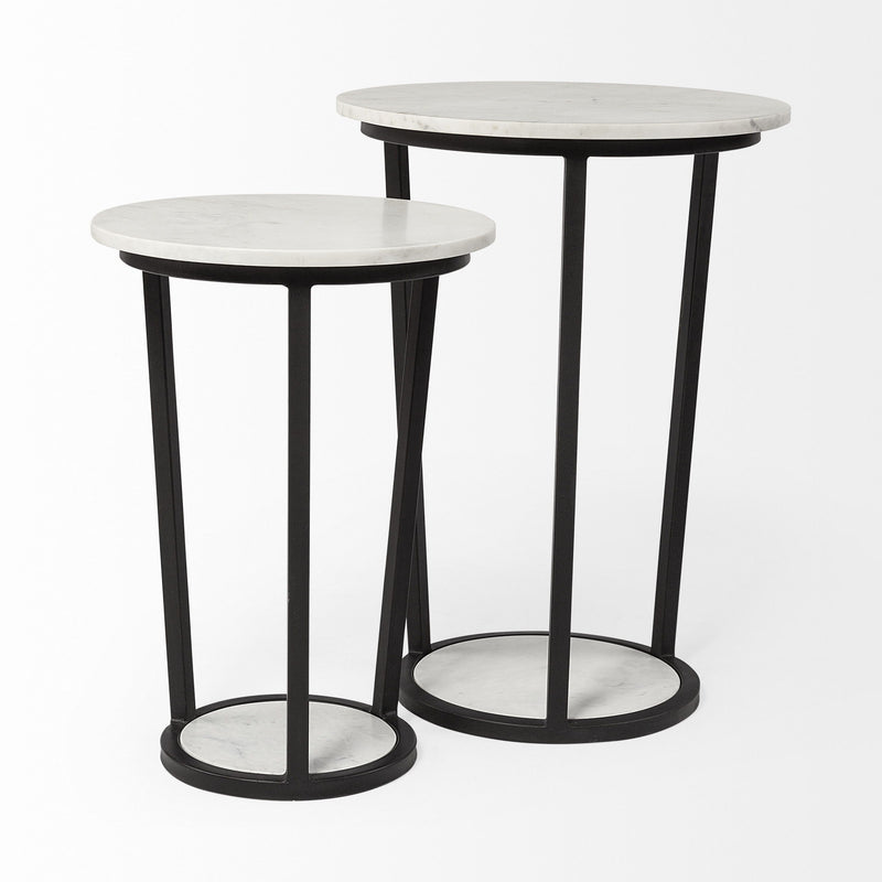 Marble End Table - Black And White