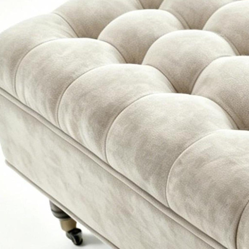 Rolling Chenille Tufted Ottoman With Storage - Gray And Black