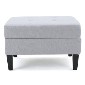 Ottoman With Birch Wood Legs And Cushioned Top For Comfort