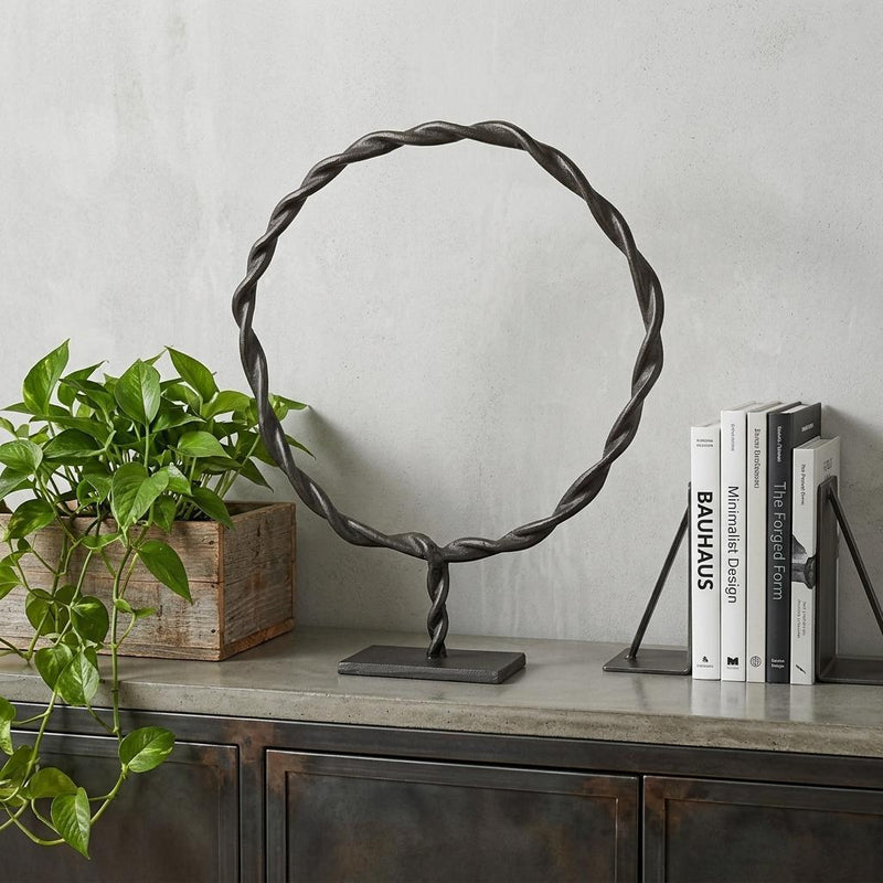 Round Braided Tabletop Sculpture (392413) - Black