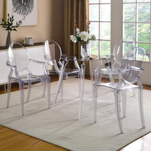 Load image into Gallery viewer, Heavy Duty Plastic King Louis Back Dining Arm Chairs (Set of 4) - Clear
