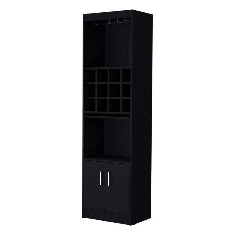 71" Wood Bar Cabinet With Two Doors - Black