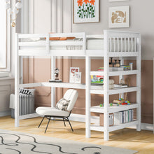 Load image into Gallery viewer, Loft Bed With Storage Shelves And Under Bed Desk
