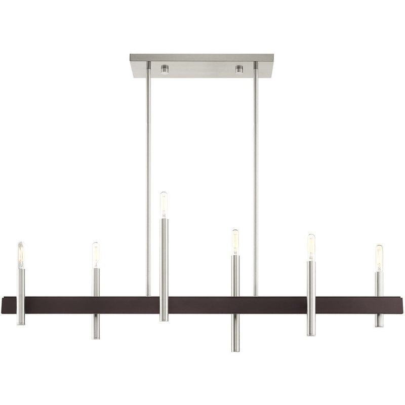 24'' Six Light Dimmable Chandelier With Shades - Nickel