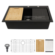 Load image into Gallery viewer, Granite Composite Quartz Kitchen Sink With Workstation Features And Drop In Design
