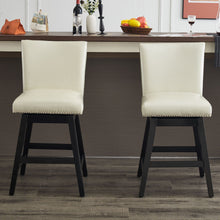 Load image into Gallery viewer, Upholstered Swivel Bar Stools High Back (Set of 2) - Cream White
