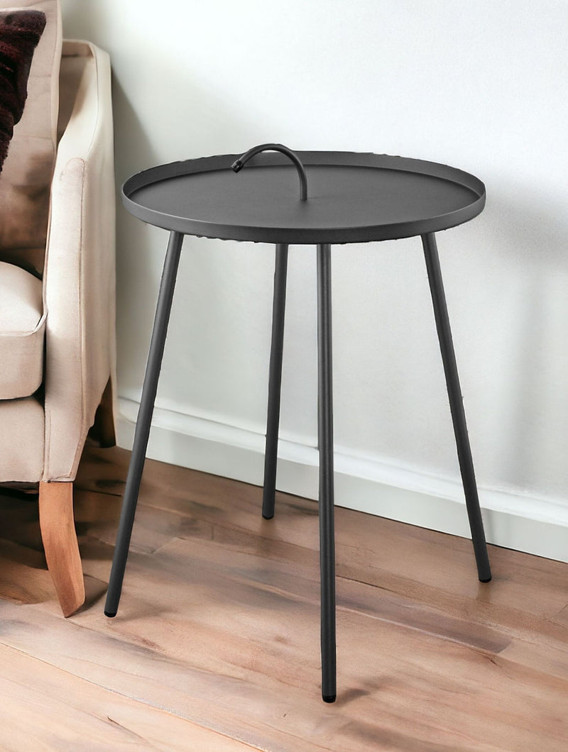 Stainless Steel Round End Table - Gray