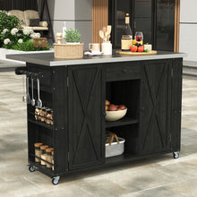 Load image into Gallery viewer, Outdoor Kitchen Island With Stainless Steel Top, Ample Storage Space, Towel And Spice Racks And A Bottle Opener
