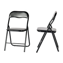 Load image into Gallery viewer, Faux Leather Steel Folding Chairs (Set of 2) - Black
