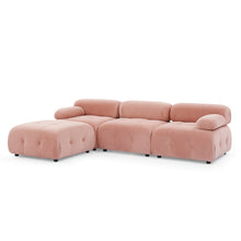 Load image into Gallery viewer, Modular Sectional Sofa, Button Tufted Designed and DIY Combination,L Shaped Couch with Reversible Ottoman, Pink Velvet
