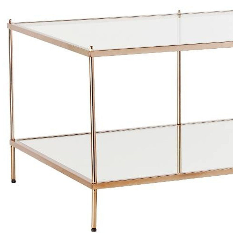 Glass And Metal Coffee Table - Clear / Gold