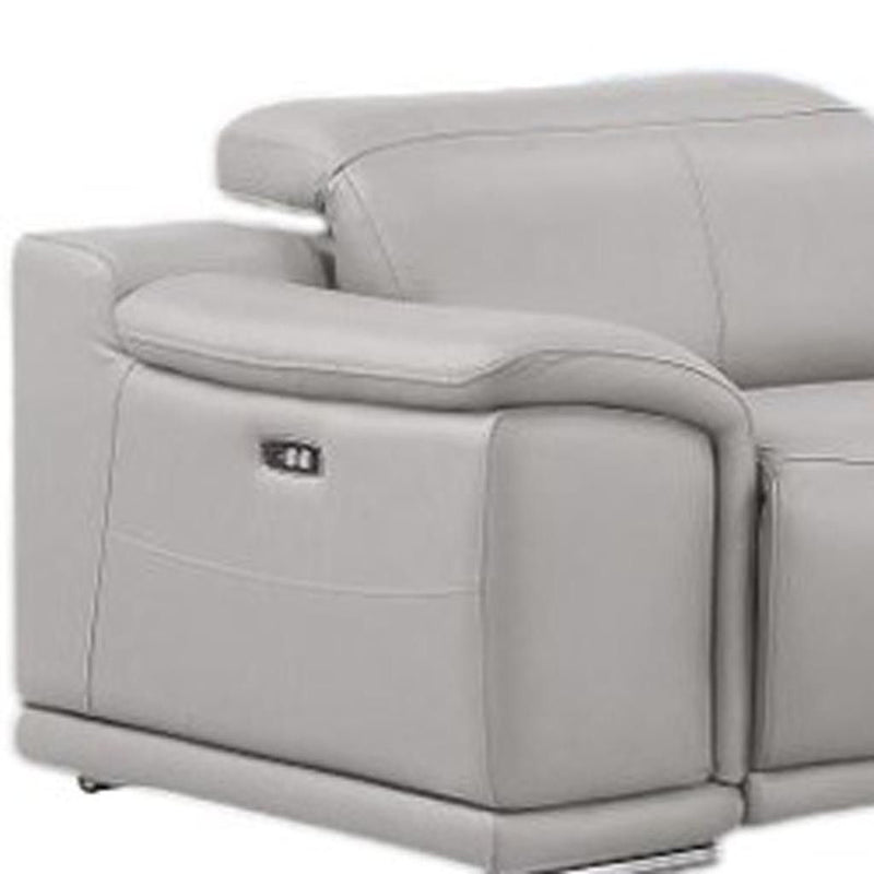 Leather Modular L Shaped Eight Piece Corner Sectional With Console - Ash / Gray