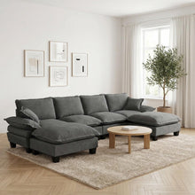 Load image into Gallery viewer, Modular Sectional Sofa With Movable Ottoman &amp; Pillows
