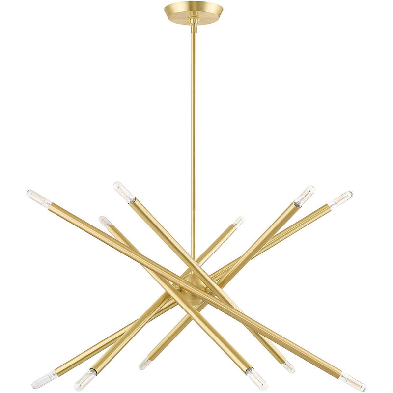 Six Light Dimmable Chandelier With Shades - Brass